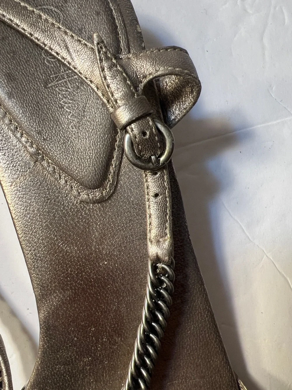Cole Haan Metallic Bronze Women's Slingback Sandals with Chain Detail